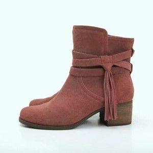 Koolaburra by UGG Womens Boho Mauve Suede Tassel Side Zip Kenz Boot Size 8